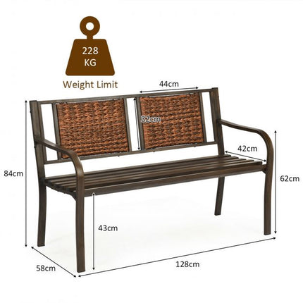 Outdoor Patio Bench – PE Rattan, Steel Frame, 500 lb