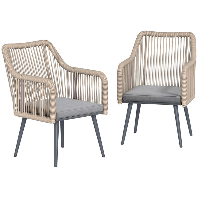 Outdoor Patio Chair Set, Steel Frame, PE Rattan, 2 Pieces