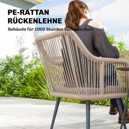 Outdoor Patio Chair Set, Steel Frame, PE Rattan, 2 Pieces