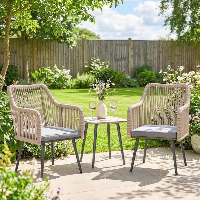 Outdoor Patio Chair Set, Steel Frame, PE Rattan, 2 Pieces