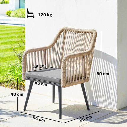 Outdoor Patio Chair Set, Steel Frame, PE Rattan, 2 Pieces