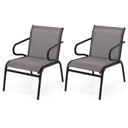 Outdoor Patio Chairs Set of 2, Breathable Fabric, 150kg Capacity