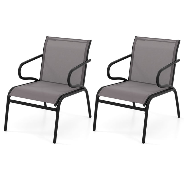 Outdoor Patio Chairs Set of 2, Breathable Fabric, 150kg Capacity