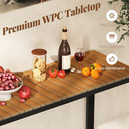 Outdoor Patio Console Table, 129 x 42 cm WPC Top
