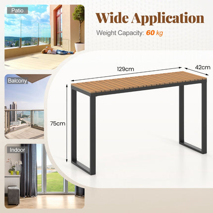 Outdoor Patio Console Table, 129 x 42 cm WPC Top