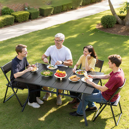 Outdoor Patio Dining Table 150cm, Metal, Umbrella Hole