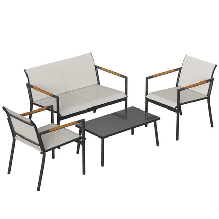 Outdoor Patio Furniture Set for 4 with Sofa, Chairs, Table