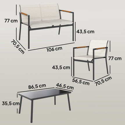 Outdoor Patio Furniture Set for 4 with Sofa, Chairs, Table