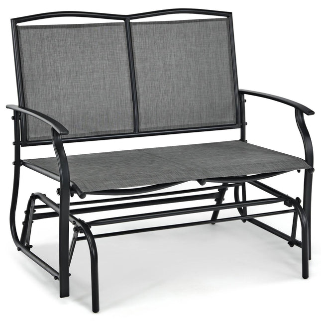Outdoor Patio Rocking Loveseat, 2-Person Steel Frame