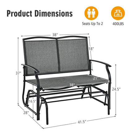 Outdoor Patio Rocking Loveseat, 2-Person Steel Frame