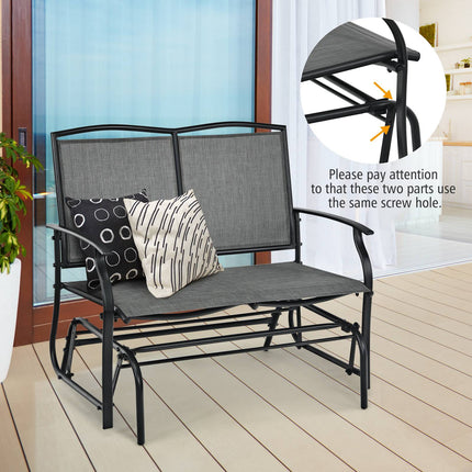 Outdoor Patio Rocking Loveseat, 2-Person Steel Frame