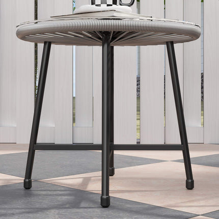 Outdoor Patio Set – 2 Rattan Chairs, Glass Table, Steel Frame