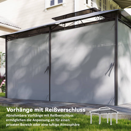 Outdoor Pavilion with Curtains, Ventilated Roof, Dark Grey