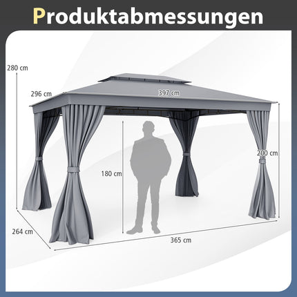Outdoor Pavilion with Netting & Curtains – Waterproof, 4x3m