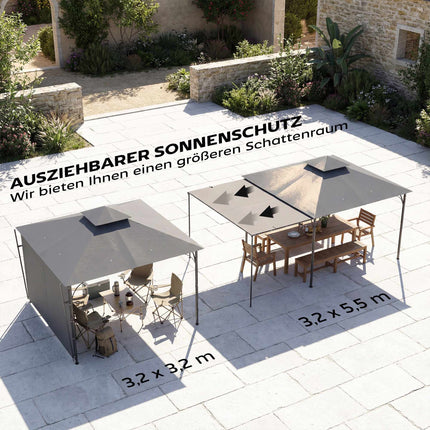 Outdoor Pavilion with Retractable Roof, UPF 30+ Protection