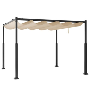 Buitenpergola 3 x 3 meter, uitschuifbaar dak, beige
