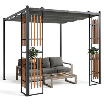 Outdoor Pergola Pavilion with Adjustable Roof and Screens