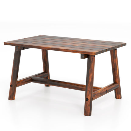 Outdoor Pine Wood Coffee Table – Rectangular Slatted Design