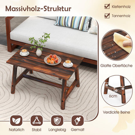 Outdoor Pine Wood Coffee Table – Rectangular Slatted Design