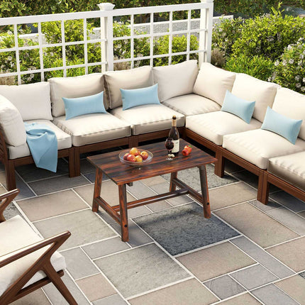 Outdoor Pine Wood Coffee Table – Rectangular Slatted Design