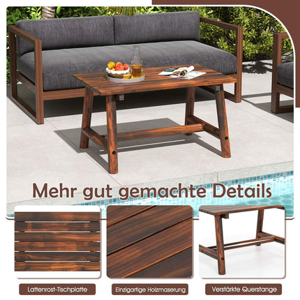Outdoor Pine Wood Coffee Table – Rectangular Slatted Design
