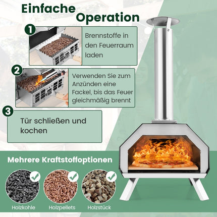 Outdoor Pizza Oven with Stone, Peel & Thermometer
