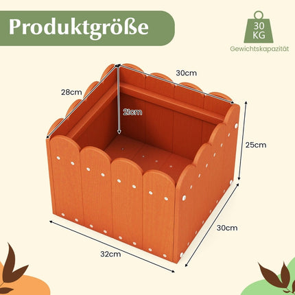 Outdoor Planter Box Set, HDPE, Weatherproof, 32x30x25 cm, Orange