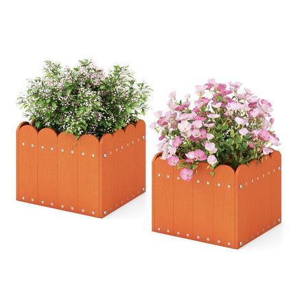 Outdoor Planter Box Set, HDPE, Weatherproof, 32x30x25 cm, Orange