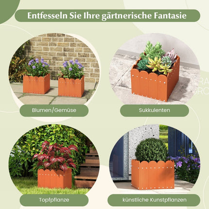 Outdoor Planter Box Set, HDPE, Weatherproof, 32x30x25 cm, Orange