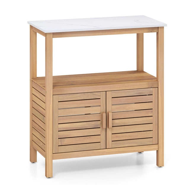 Outdoor Potting Bench with Resin Top & Storage Shelves