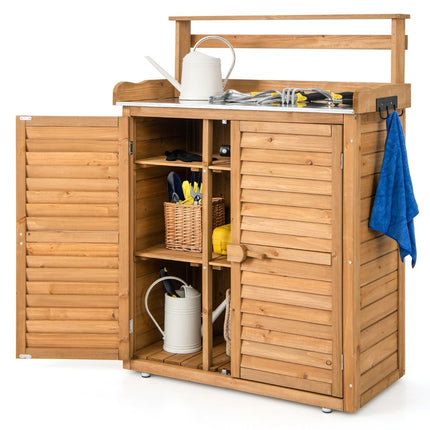 Outdoor Potting Bench with Storage, Wood, 87x45x120 cm
