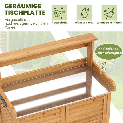 Outdoor Potting Bench with Storage, Wood, 87x45x120 cm