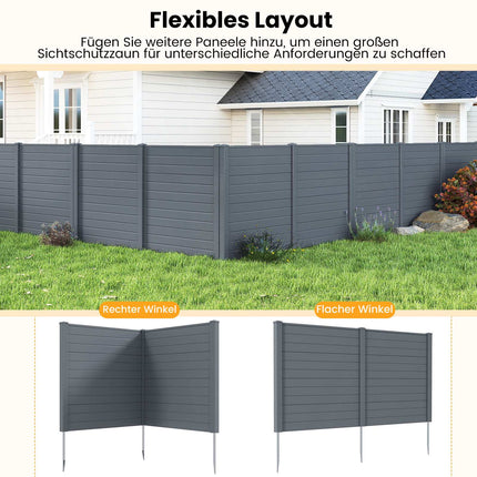 Outdoor Privacy Fence Panels 123x123cm, 2-Pack, Metal Spikes, Gray