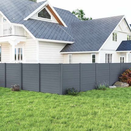 Outdoor Privacy Fence Panels 123x123cm, 2-Pack, Metal Spikes, Gray