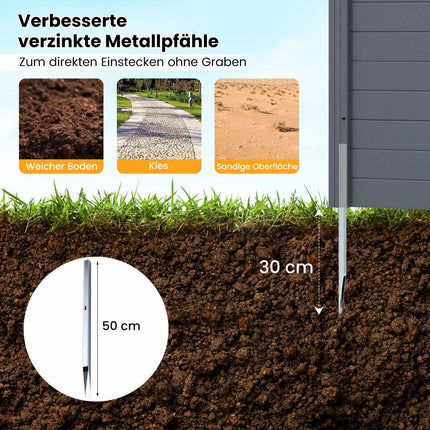 Outdoor Privacy Fence Panels 123x123cm, 2-Pack, Metal Spikes, Gray