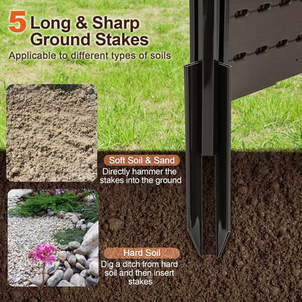 Outdoor Privacy Fence Screen, 2 HDPE Panels, 5 Stakes