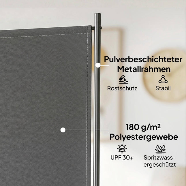 Outdoor Privacy Screen, 3-Panel Metal, Dark Grey, UV 30+
