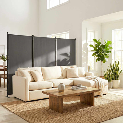 Outdoor Privacy Screen, 3-Panel Metal, Dark Grey, UV 30+