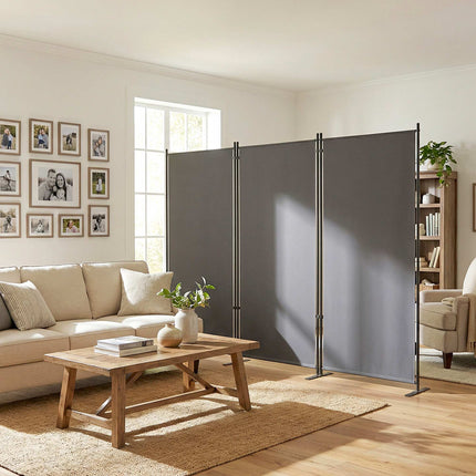 Outdoor Privacy Screen, 3-Panel Metal, Dark Grey, UV 30+