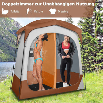 Outdoor Privacy Tent with 2 Rooms & Removable Rain Cover