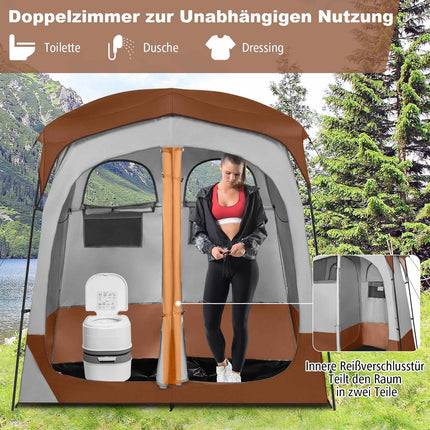 Outdoor Privacy Tent with 2 Rooms & Removable Rain Cover
