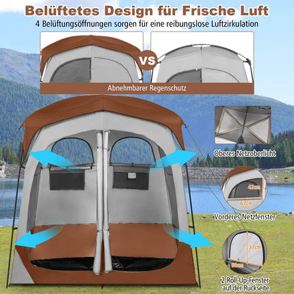 Outdoor Privacy Tent with 2 Rooms & Removable Rain Cover