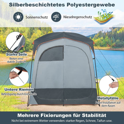 Outdoor Privacy Tent with 2 Rooms, Removable Rain Cover