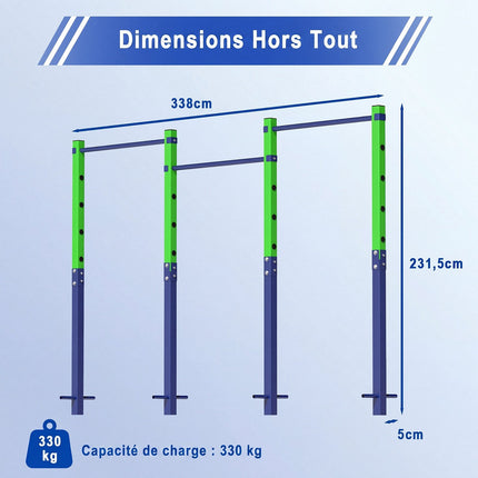 Outdoor Pull-Up Bar, Adjustable Height, 330kg Capacity