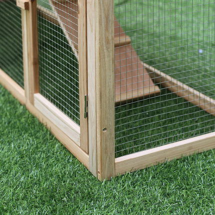 Outdoor Rabbit Hutch with 2 Runs, Fir Wood, Grey & Black