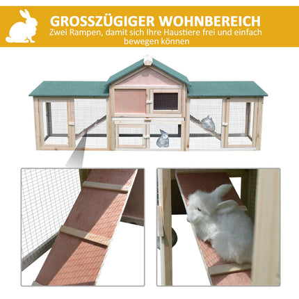 Outdoor Rabbit Hutch with 2 Runs, Fir Wood, Grey & Black