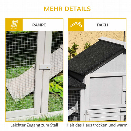 Outdoor Rabbit Hutch with Dual Runs, Asphalt Roof, Fir Wood