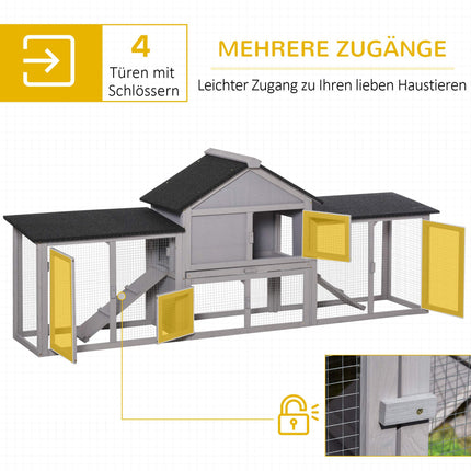 Outdoor Rabbit Hutch with Dual Runs, Asphalt Roof, Fir Wood