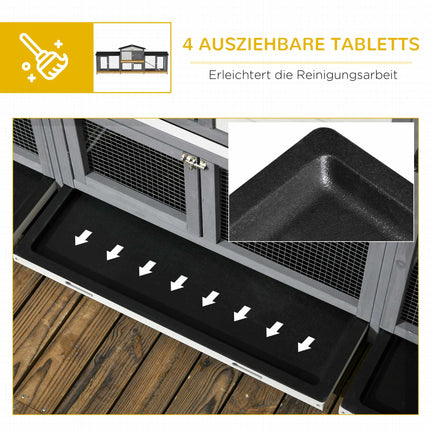 Outdoor Rabbit Hutch with Run, Ramp, Asphalt Roof, Wood