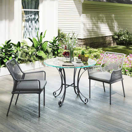 Outdoor Rattan Chairs Set of 2, Dark Grey, Washable Cushions